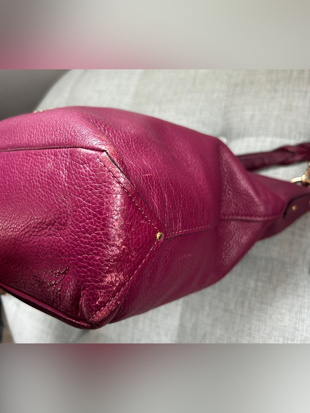 Coach Abby Duffle F31507 Dark Berry Pebbled Leather Hobo Shoulder Bag - Picture 9 of 16